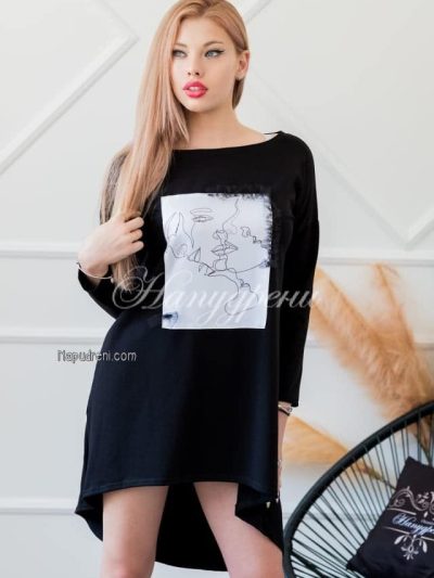 Дамска туника/рокля Faces в черен цвят - код 1728