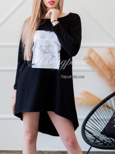 Дамска туника/рокля Faces в черен цвят