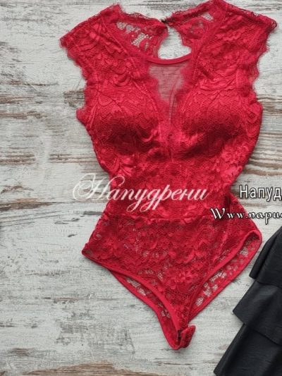 Дантелено боди в цвят бордо - код P084