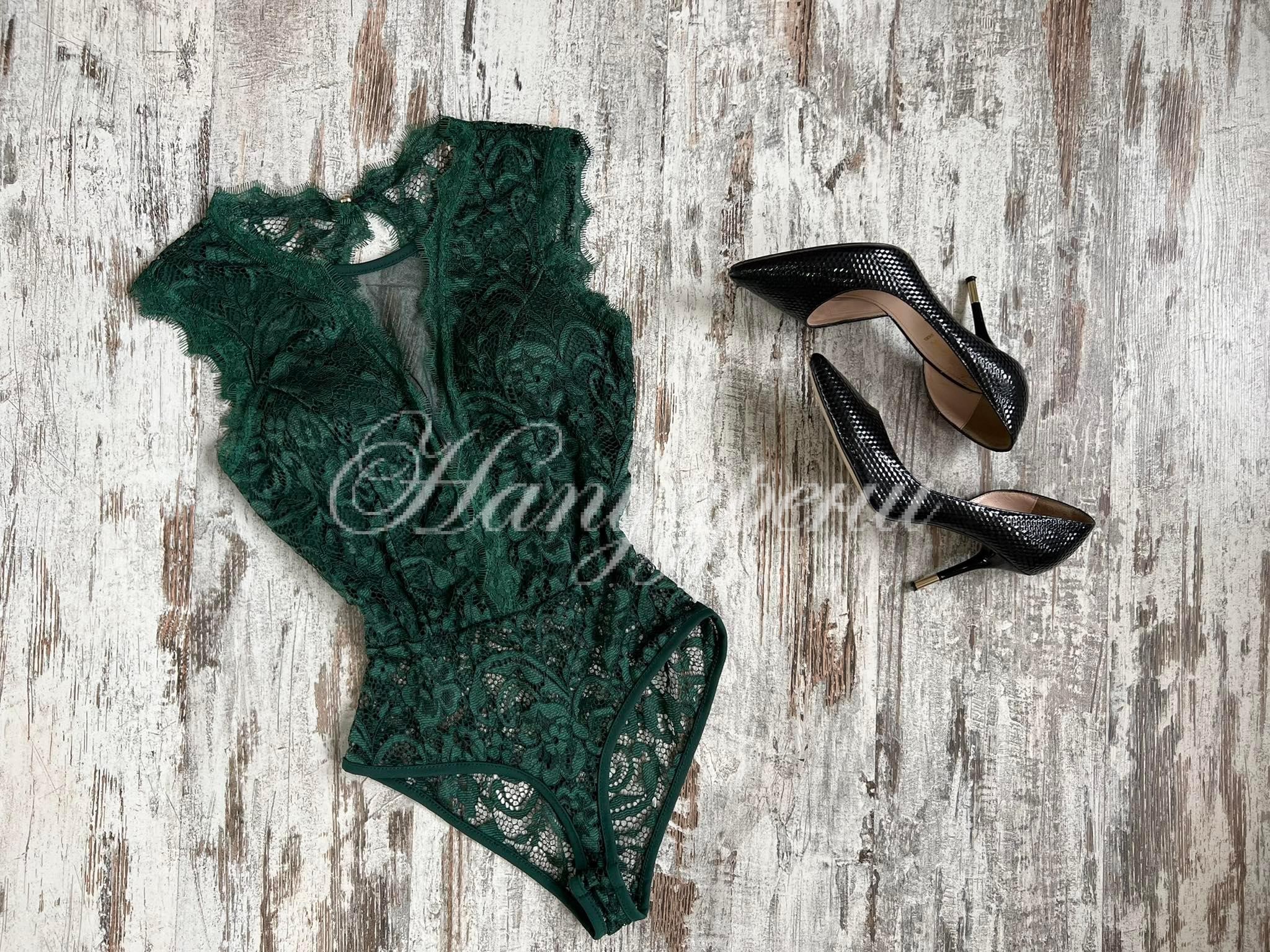 Дантелено боди в зелен цвят Дантелено боди в зелен цвят