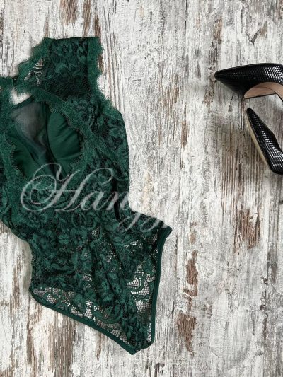 Дантелено боди в зелен цвят – код P084