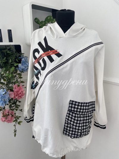 Дамска туника Black & White в бял цвят - код 2085