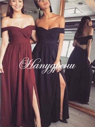 Официална дълга рокля в цвят бордо - код 700