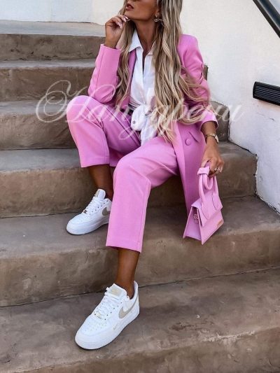 Стилен панталон в розов цвят