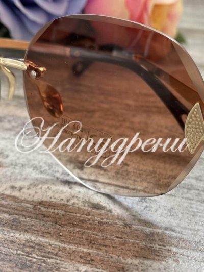 Очила със златист акцент в кафяво - код 2425