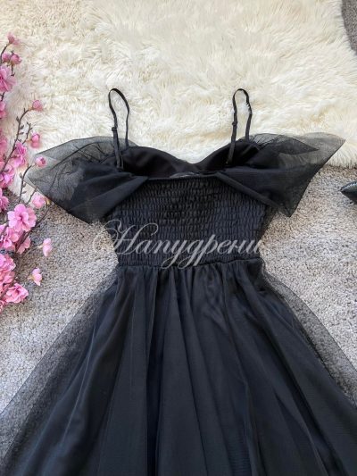 Дамска тюлена рокля в черен цвят - 2683