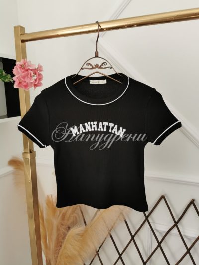 Дамска тениска рипс в черен цвят