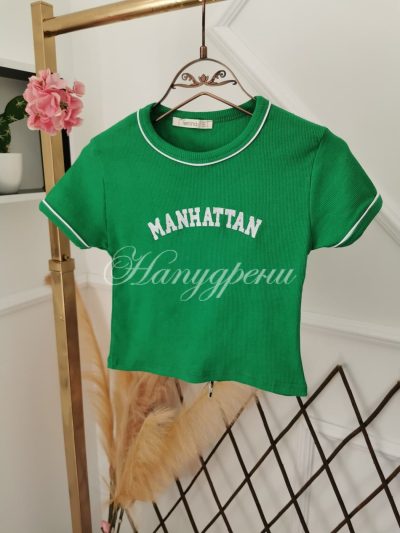 Дамска тениска рипс в зелен цвят