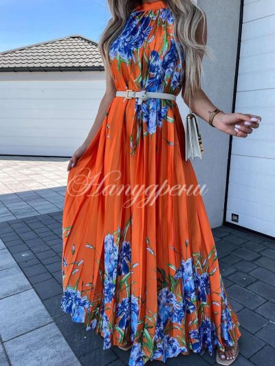 Рокля плисе с флорални мотиви