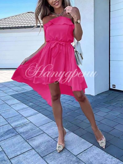 Асиметрична рокля в цикламен цвят