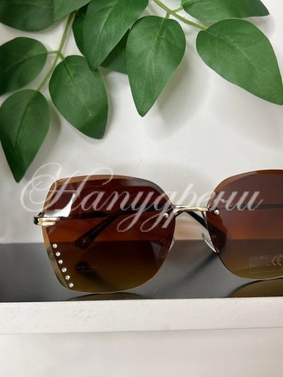 Кафяви очила с камъчета - код 3093