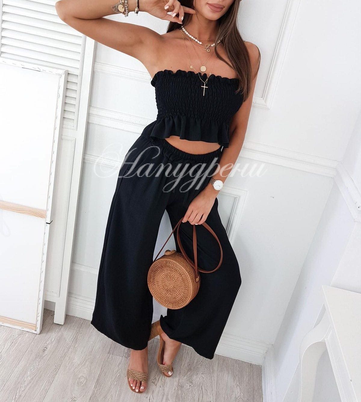 дамски черен комплект с бюстие дамски черен комплект