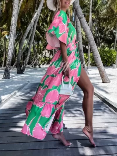 Дамско парео с розови цветя