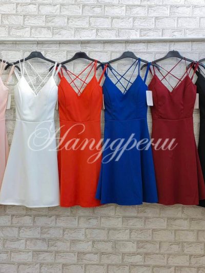 Кокетна рокля с ефектен гръб в 6 цвята - код 3288
