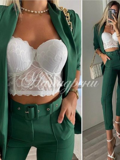 Дамски панталон с висока талия и коланче