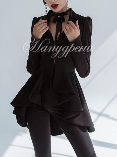 Елегантен дамски костюм в черен цвят - код 3874