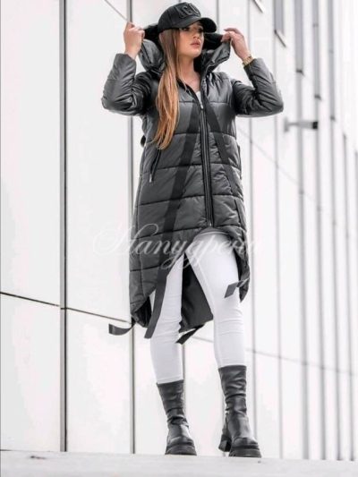 Ефектно асиметрично яке в черен цвят - код 4192