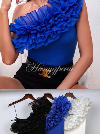 Дамски топ с къдрички в 3 цвята - код 4197