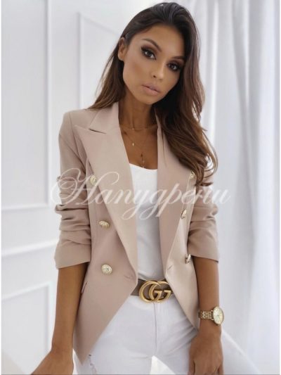 Стилно сако с копчета в бежов цвят – код 4114