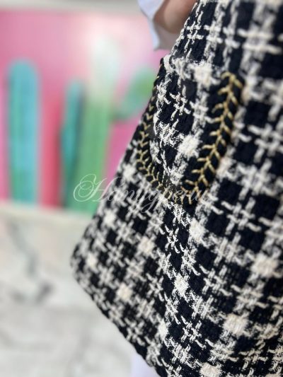 Детска рокля букле в черно и бяло - код 214