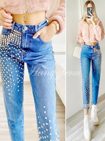 Дамски дънки с ефектен дизайн