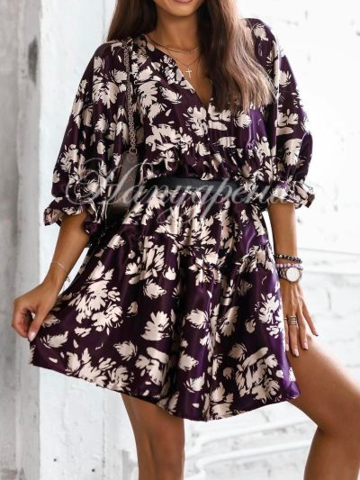 Дамска свободна рокля в лилава разцветка