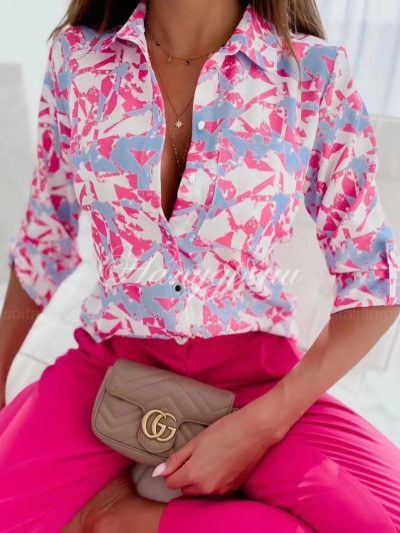 Дамска риза "Lotty" с цветни фигури - код 4455