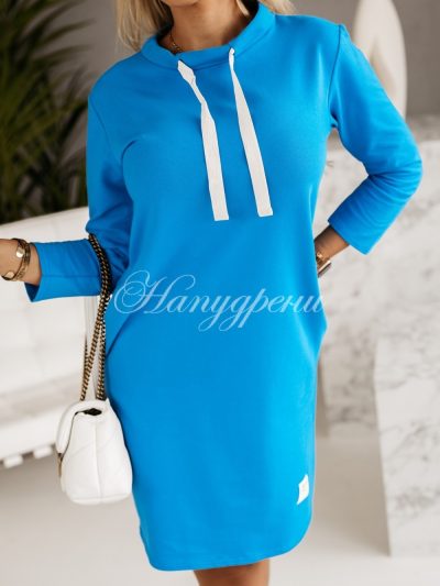 Спортна рокля с връзки в син цвят – код 4420