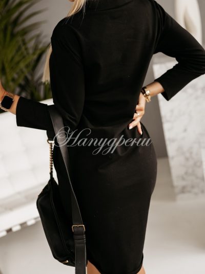 Спортна рокля с връзки в черен цвят – код 4422