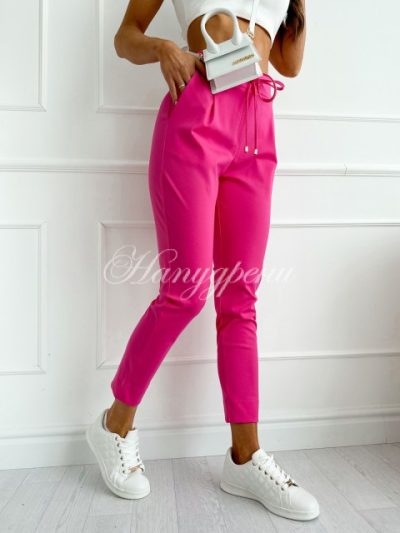 Тренди панталон с висока талия в цикламен цвят – код 4441