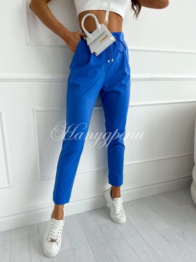Тренди панталон с висока талия в син цвят