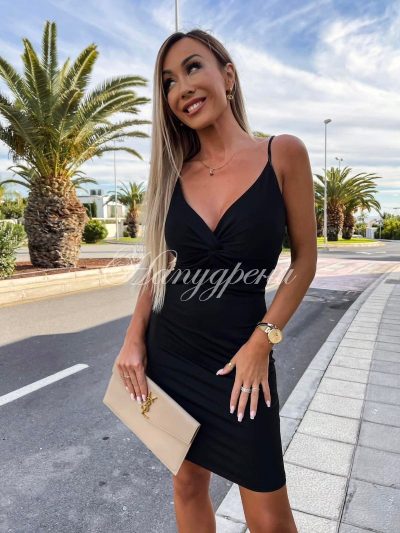 Дамска рокля по тялото в черен цвят - код 4606