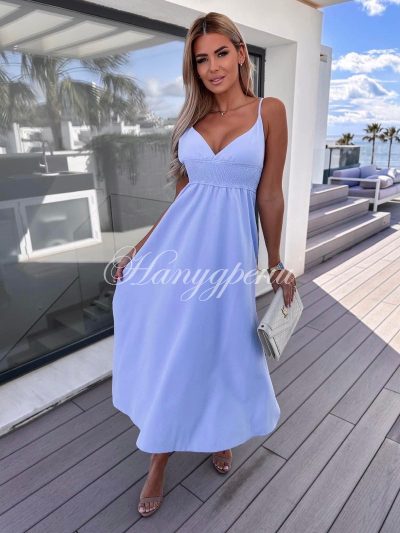 Дълга рокля "Zorrie" с цепка в светлосиньо - код 4907