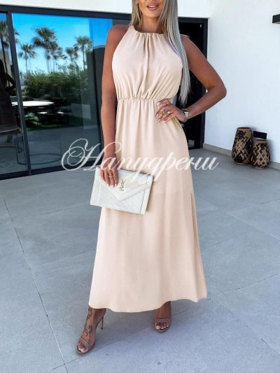 Дамска рокля "Natasha" в бежов цвят - код 5011