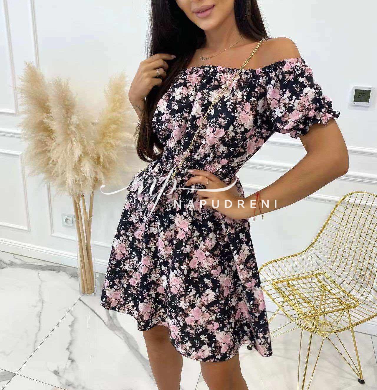 Дамска рокля “Mariya” в черен цвят и чантичка