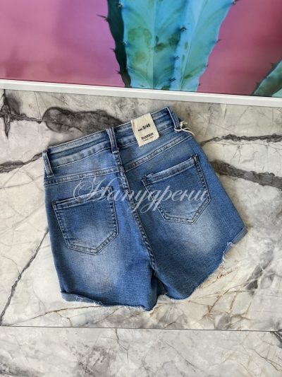 Дънкови къси панталонки с ефектни джобове - код 1565