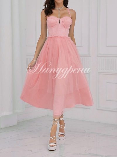 Официална рокля "Adriana" в розов цвят - код 5234