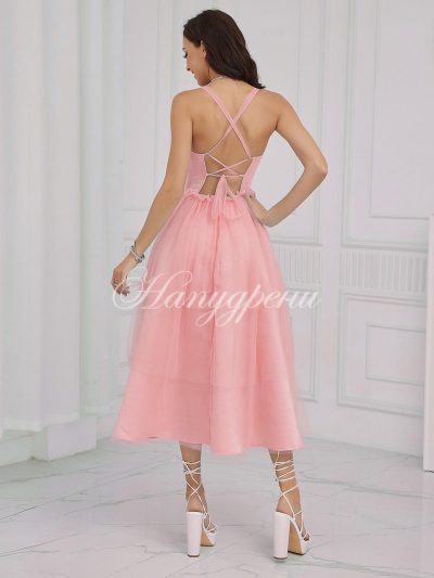 Официална рокля "Adriana" в розов цвят - код 5234