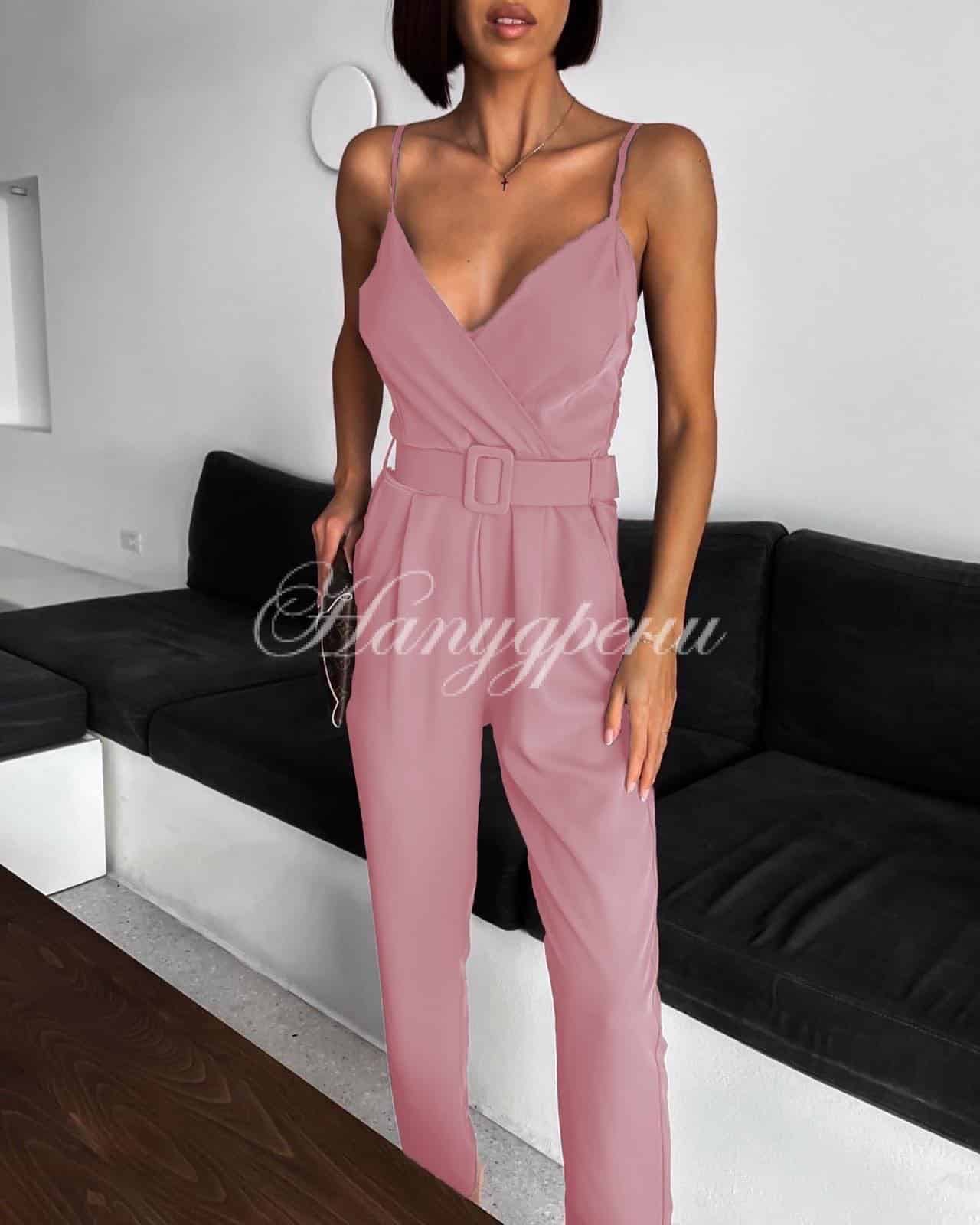 Стилен гащеризон "Jessie" в розов цвят - код 5077 Стилен гащеризон "Jessie" в розов цвят - код 5077