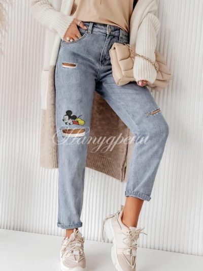 Дамски дънки "Mickey Mouse" в син цвят - код 5168
