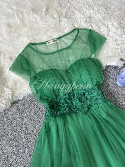 Елегантна тюлена рокля “Magestic” в зелен цвят – код 5188