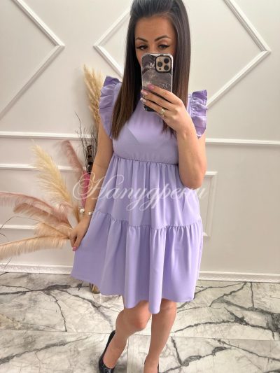 Дамска рокля с къдрички в лилав цвят – код 5202