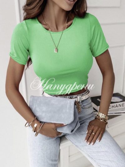 Тренди блузка с изчистен дизайн в зелен цвят - код 5262