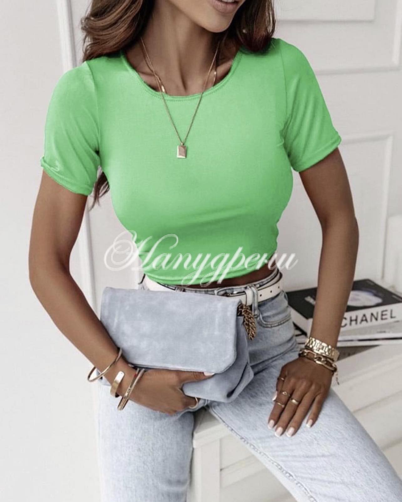Тренди блузка с изчистен дизайн в зелен цвят - код 5262 Тренди блузка с изчистен дизайн в зелен цвят - код 5262