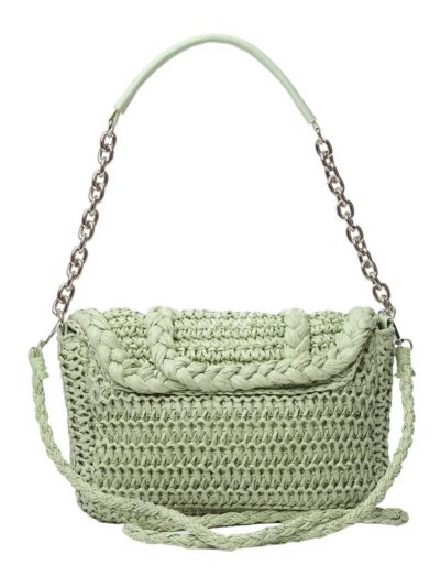 Дамска плетена чанта в цвят мента - код 5313