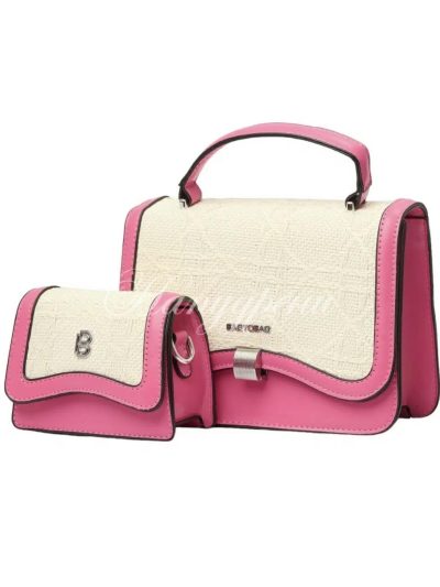 Ефектен сет от две чанти в бежово и розово - код 5303