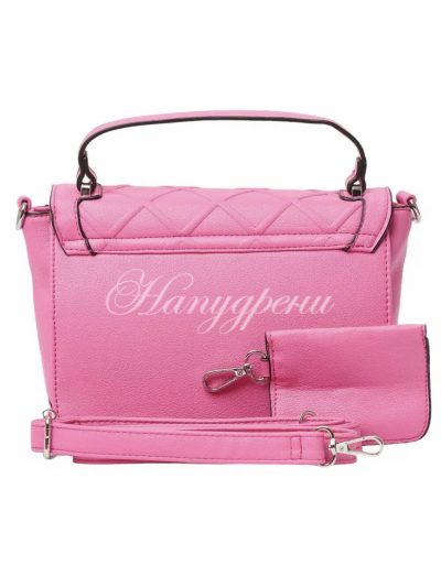 Дамска чанта с портмоне в цикламен цвят - код 5314