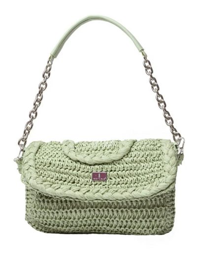 Дамска плетена чанта в цвят мента - код 5313
