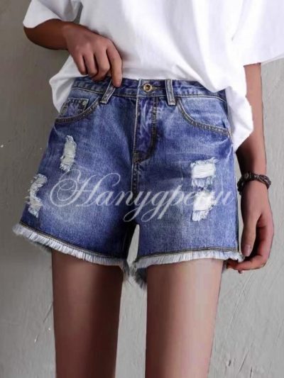 Дамски къси панталонки с ефектни кръпки - код 5319