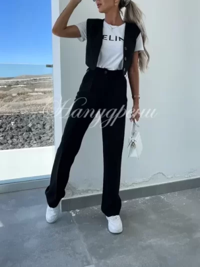 Дамски сет от две части в черен цвят - код 5047